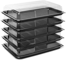 Load image into Gallery viewer, Large 450mm x 310mm Black Base Reusable Platters with Clear Lids
