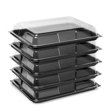 Load image into Gallery viewer, Medium 390mm x 300mm Black Base Reusable Platters with Clear Lids
