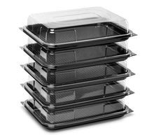 Load image into Gallery viewer, Small 330mm x 250mm Black Base Reusable Platters with Clear Lids
