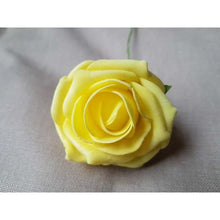 Load image into Gallery viewer, Lemon Yellow Artificial Foam Tea Rose 6.5cm (Bunch of 6)
