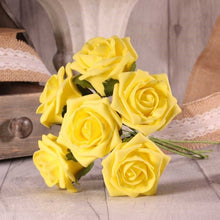 Load image into Gallery viewer, Lemon Yellow Artificial Foam Tea Rose 6.5cm (Bunch of 6)
