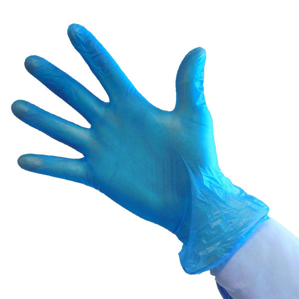 100 x Extra Large Blue Vinyl Powder Free & Latex Free Gloves