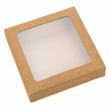 Load image into Gallery viewer, Square Brown Kraft Window Box 8&quot; x 8&quot; x 1.5&quot; Tray Bake Box
