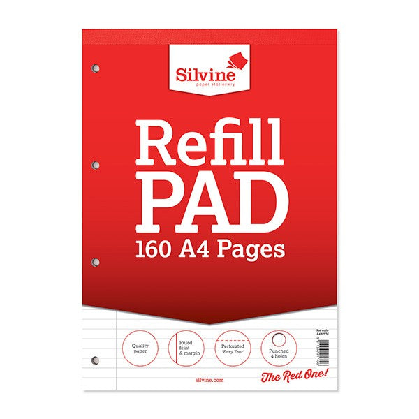 A4 Refill Pad 160 Pages Ruled Feint & Margin Lined A4RPFM