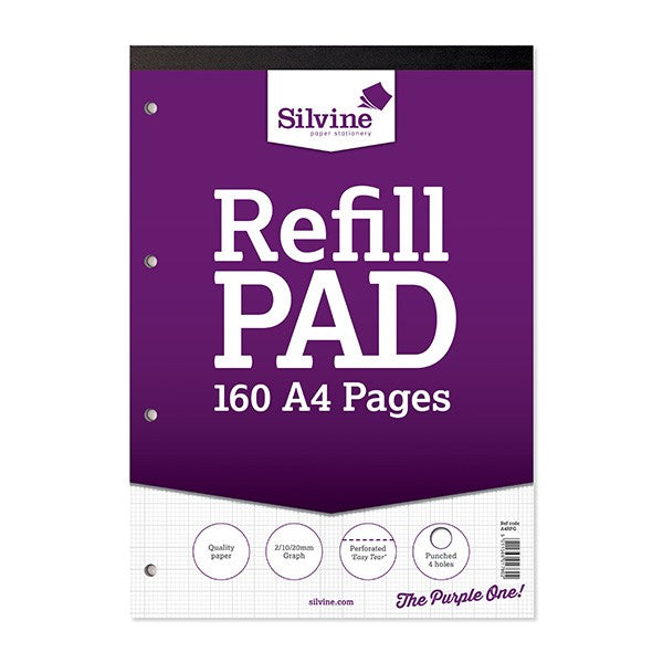 A4 Refill Pad 160 Pages 2-10-20mm Graph Perforated A4RPG