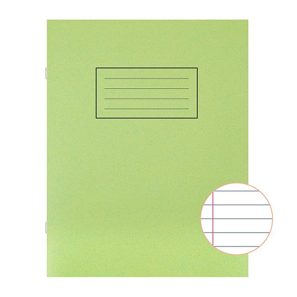 10 x A5 Exercise Books Green Cover 229x178mm